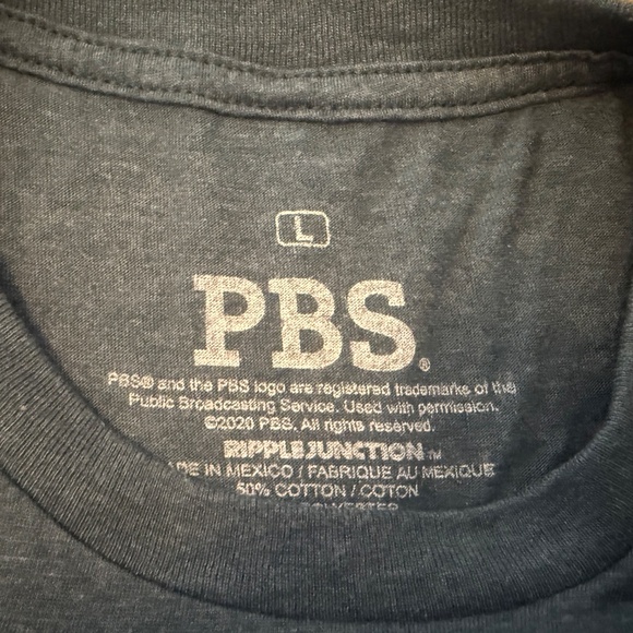PBS Station Logo Distressed Teal Shirt Size L - Picture 3 of 4